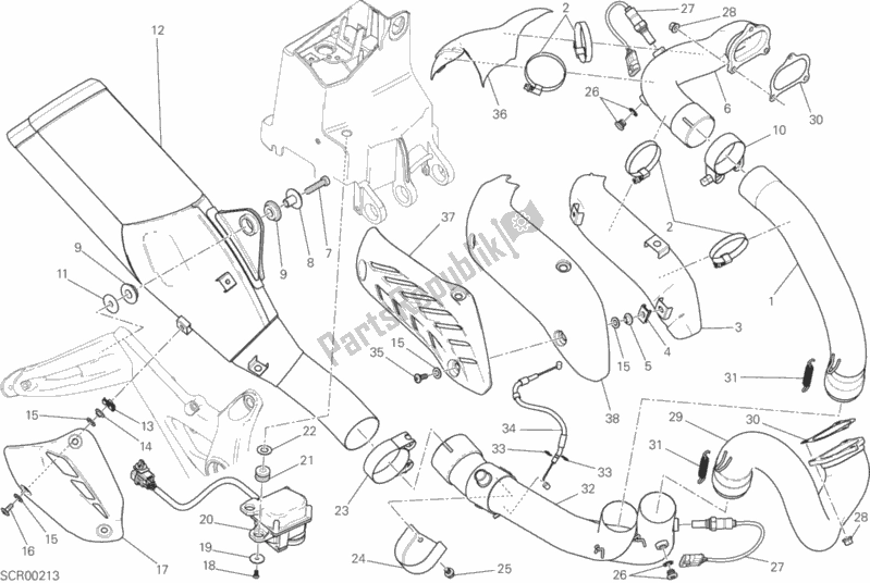 Toutes les pièces pour le Système D'échappement du Ducati Monster 821 Dark Brasil 2016